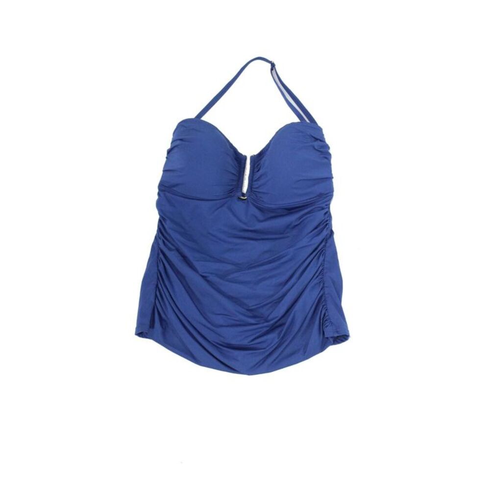 BLEU Women's Navy Stretch U-Wire Removable Strap Shirred Tankini Swimsuit Top 6